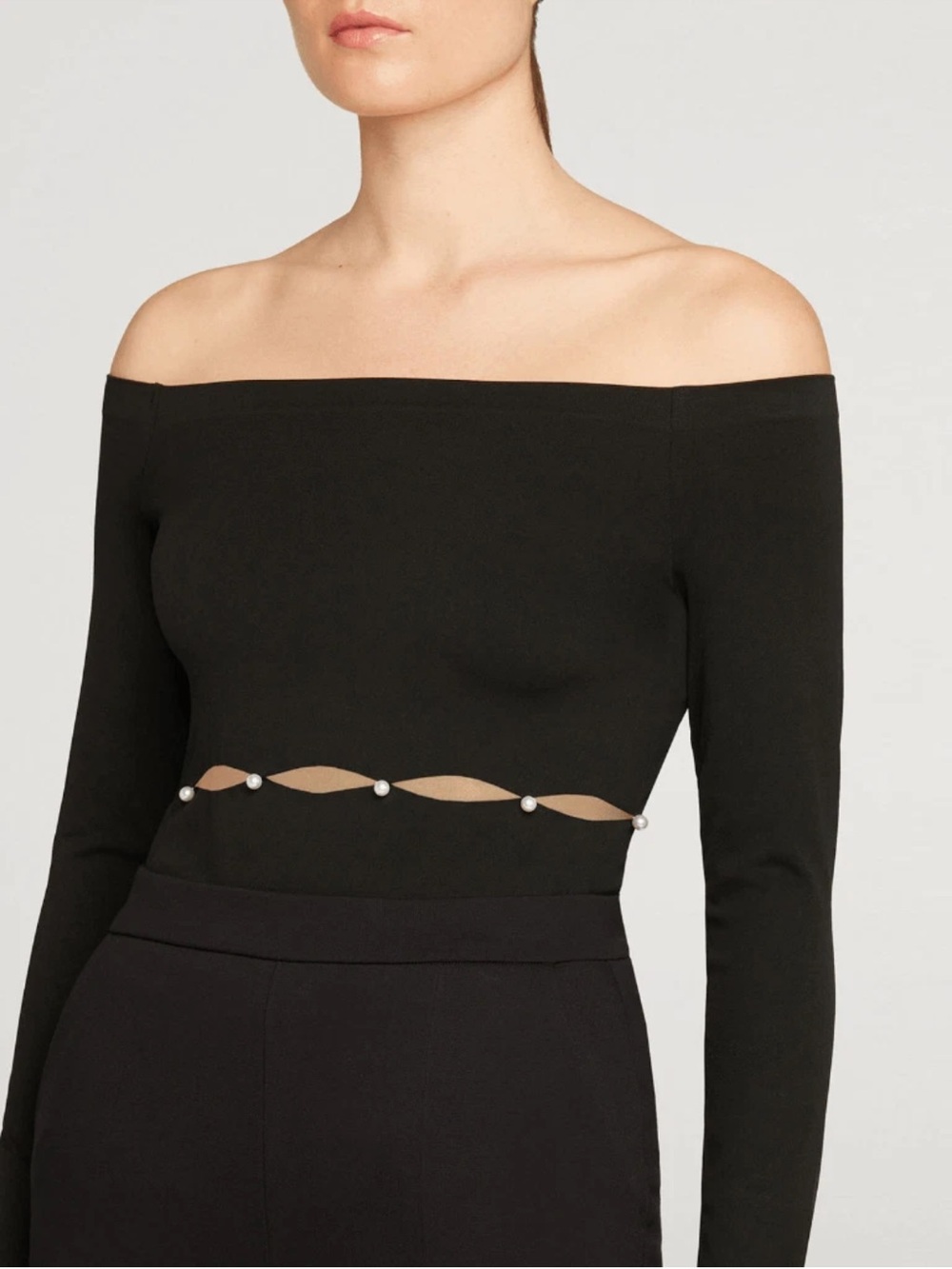 NWT Wolford Linda Pullover Top Pearl Black